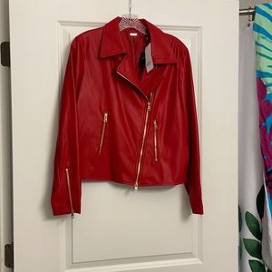 Size Medium Red Faux Leather Jacket
